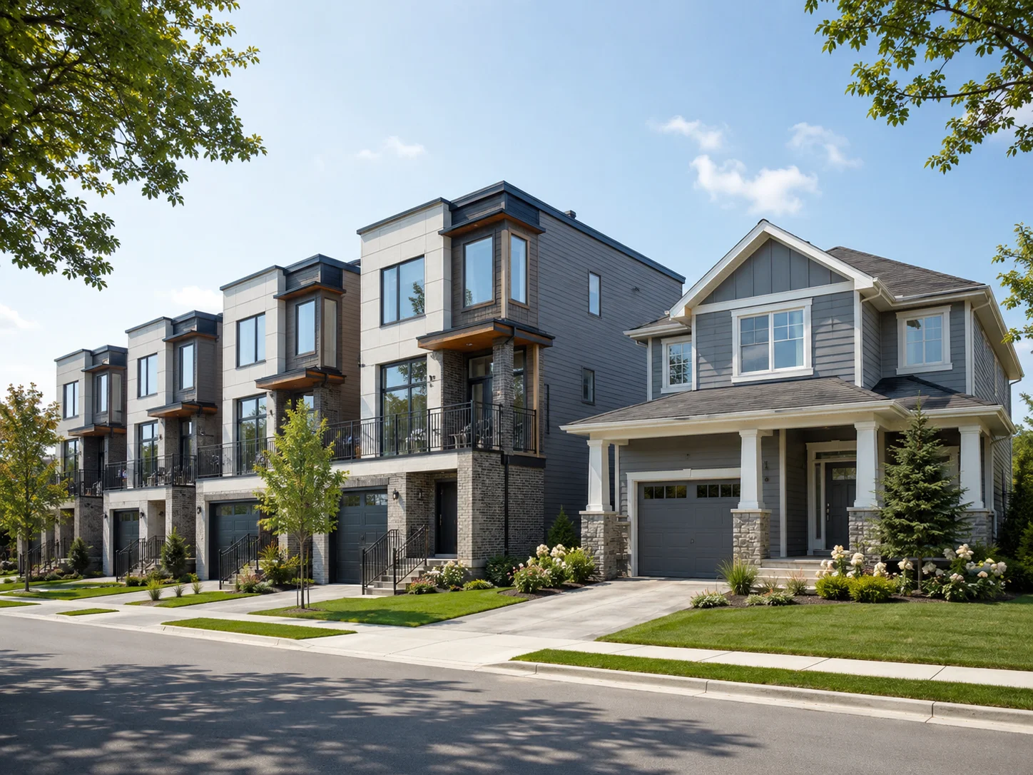 Modern townhouse and single family rental homes representing residential investment properties by Prime CRE Lenders