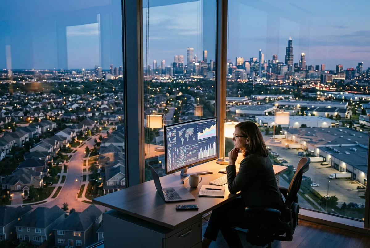 Investor reviewing 2025 Q4 U.S. residential and commercial real estate market trends