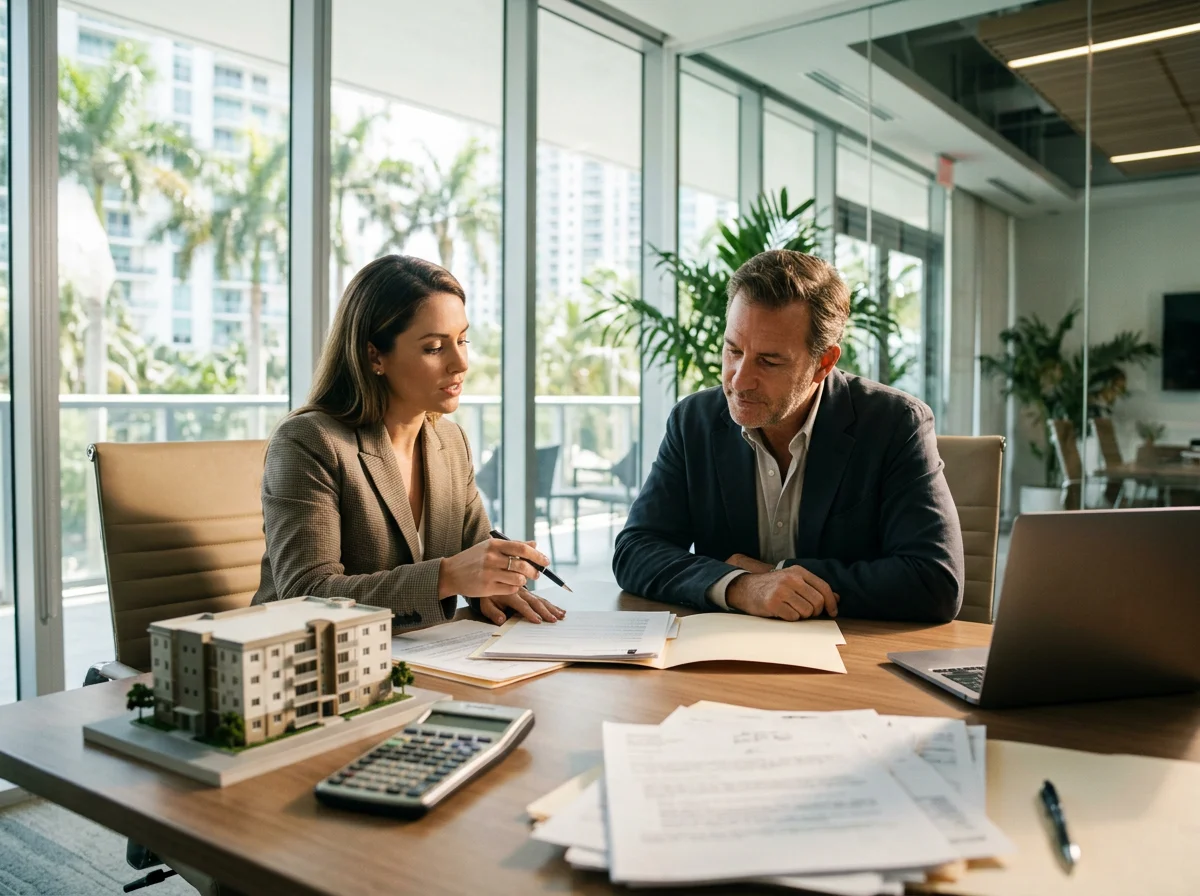 How to Get a Commercial Loan for Rental Property Florida Investors Prime CRE Lenders 1 Loan officer and rental property investor reviewing commercial loan terms