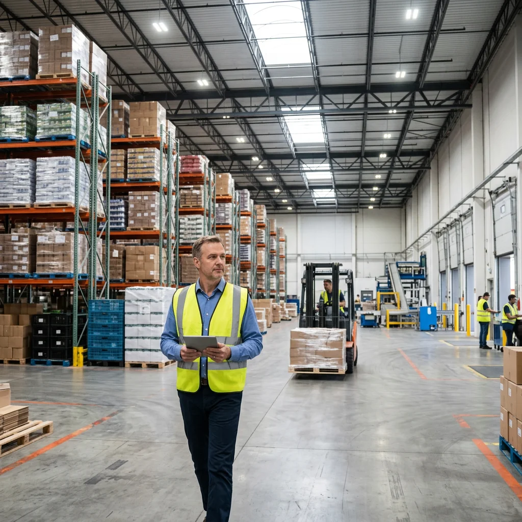 Business owner in a warehouse with equipment and inventory – SBA loan collateral requirements
