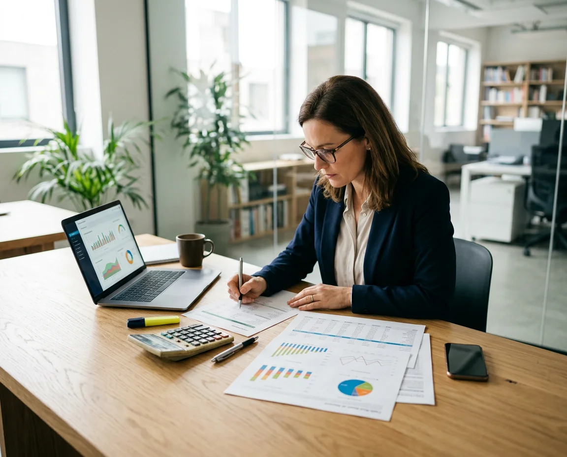 Business owner reviewing cash flow for a working capital loan with Prime CRE Lenders